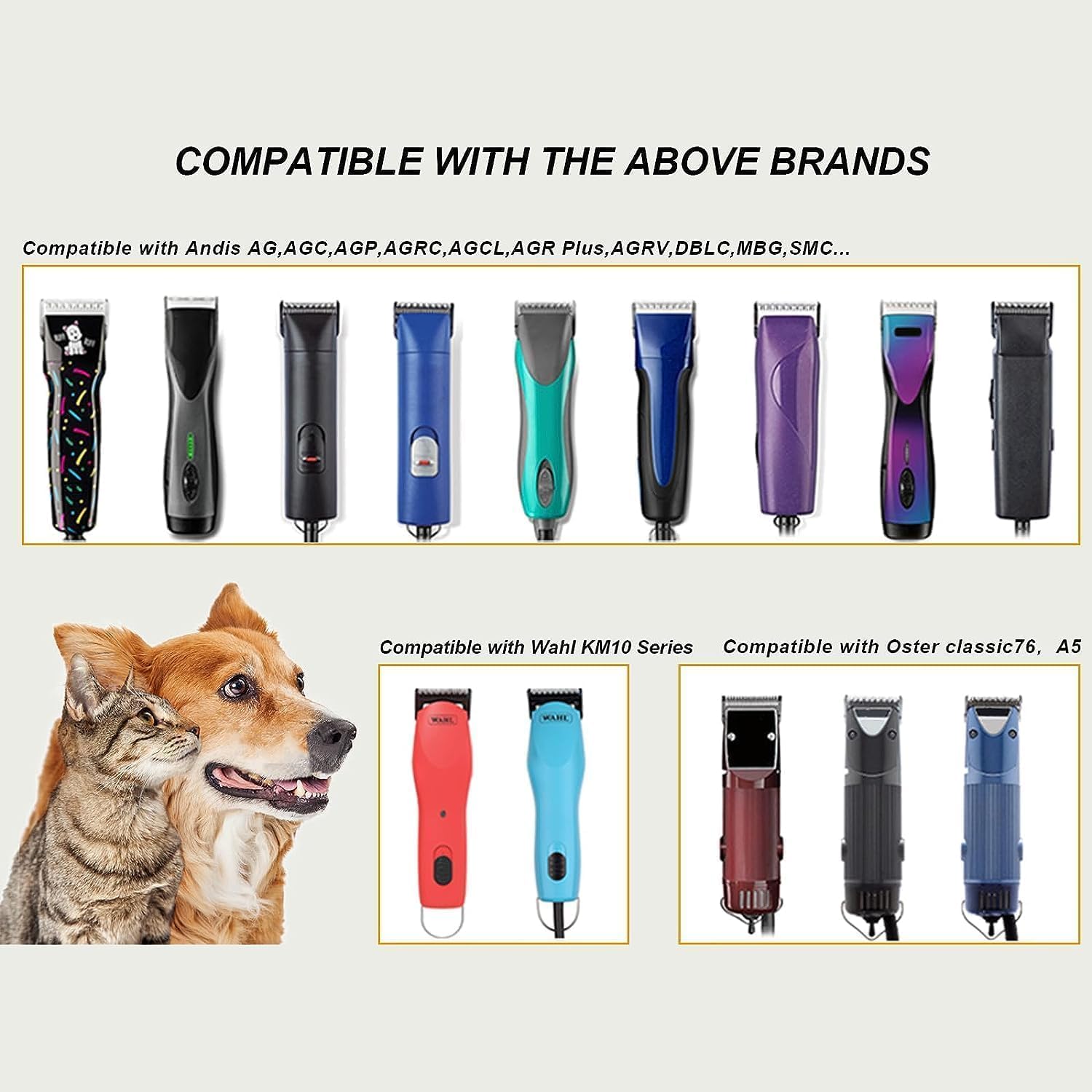 Cuchilla de cerámica extraíble para perros de 3/4 pulgadas, compatible con Ainds, Oster A5, Wahl KM-10 y otras series cortadoras, compatible con Andis Tamaño: 3/4 pulgadas, longitud de corte 19 mm