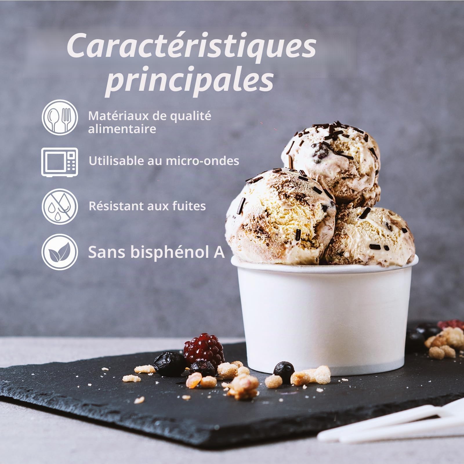 MATICAN Coupelles en Papier pour Glace - Lot de 100 Coupelles Jetables de 160 ml pour Desserts Chauds ou Froids