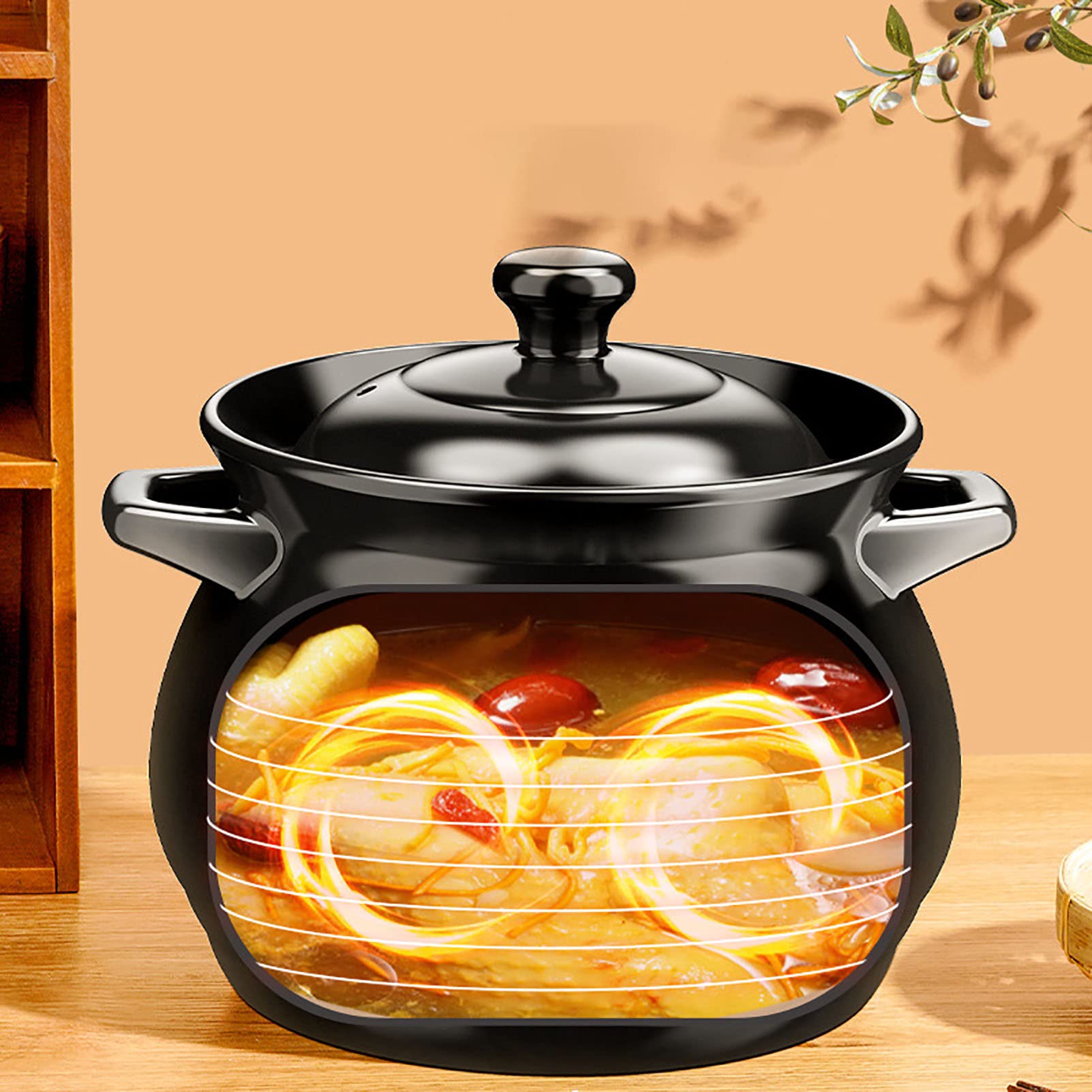 Ceramiczna zapiekanka z pokrywką, Great for Gas, Electric, Halogen, Ceramic And Induction Cooktops(3L)