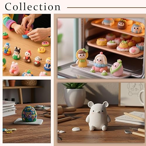 Miniatura 6 de Motionchic 31 herramientas de escultura de arcilla polimérica de cerámica, horno horneado, arcilla de cerámica, 5 piezas de arcilla seca al aire, no