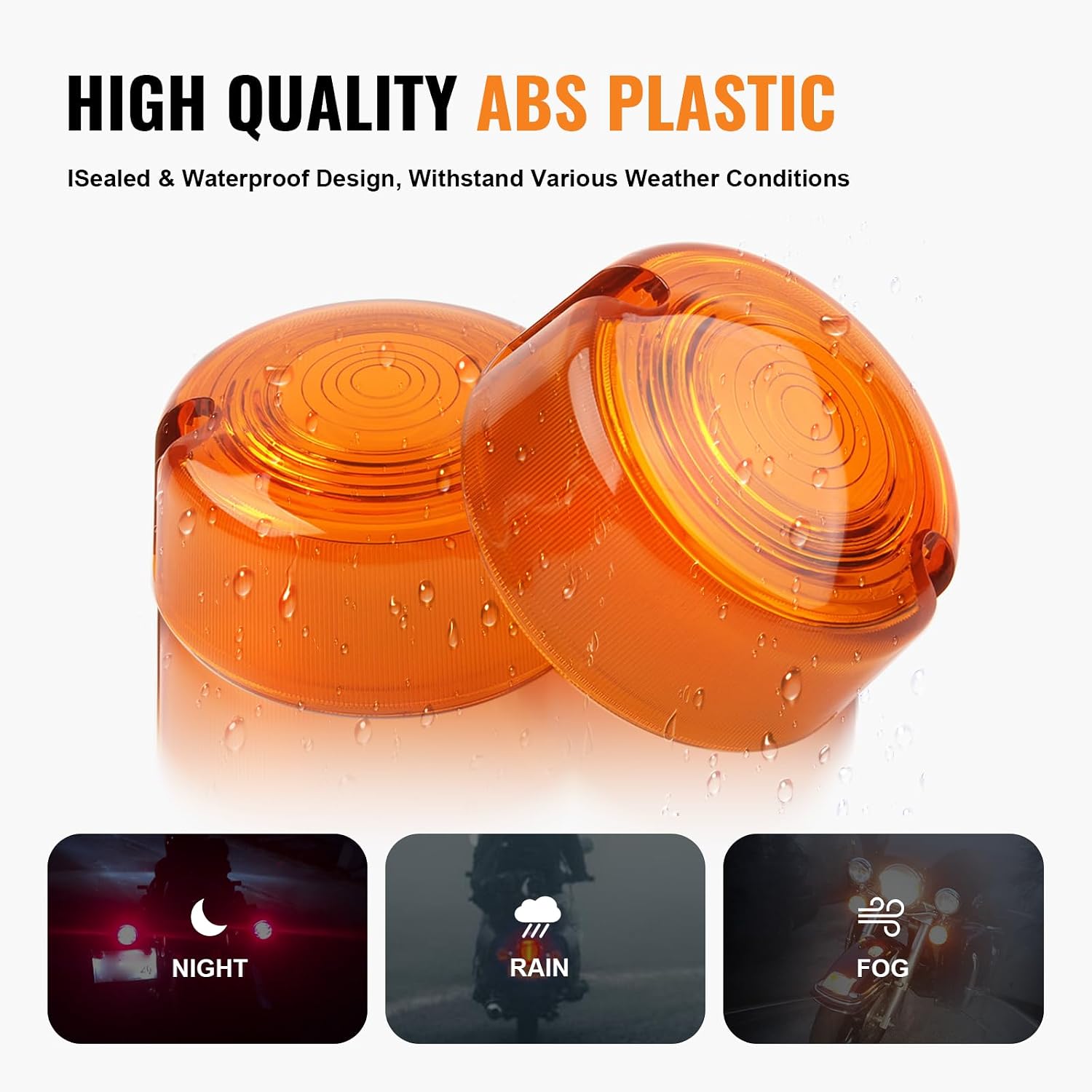 SIKUAI 3" Amber Bullet Turn Signal Light Lens ABS Indicators light Covers Flat Replacement OEM 68457-86 for Harley Sportster 883 1200, Softail Bad Boy FXST, Dyna Low Rider FXD, Super Glide FXR 2 Pcs