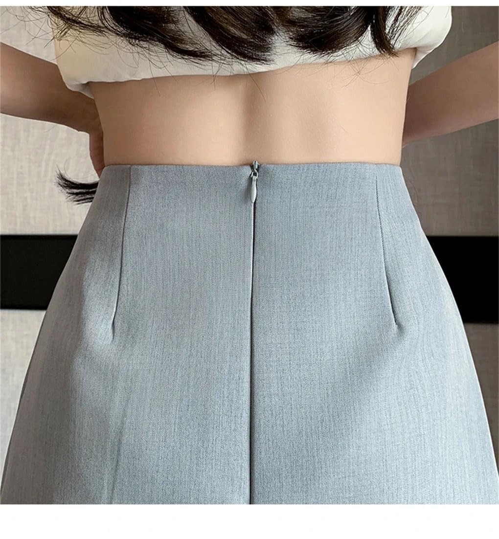 Falda corta plisada irregular para mujer, cintura alta, con botones