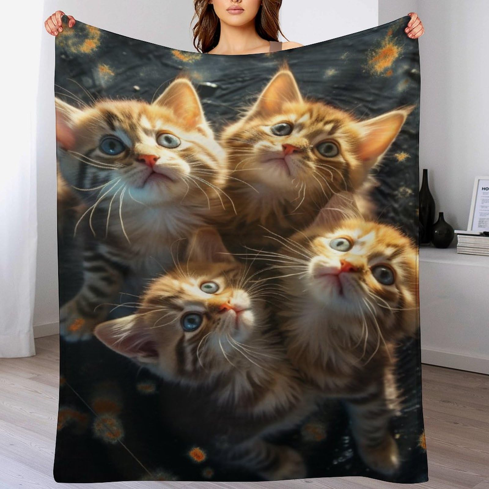 Couverture polaire chat contre le froid plaid doux canape