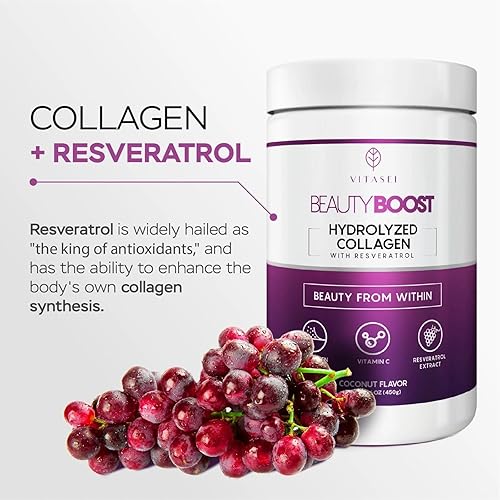 Miniatura 4 de VITASEI Polvo de péptidos de colágeno hidrolizados con vitamina C y resveratrol y Teatox Cleanse Support Powder, refuerzo de la digestión con té