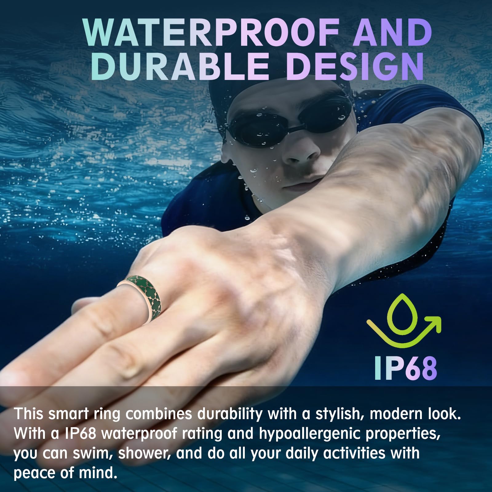Anillo inteligente de salud para mujeres y hombres, rastreador de fitness con frecuencia cardíaca, monitoreo del sueño, oxígeno en sangre, presión arterial, podómetro de ejercicio, para iPhone