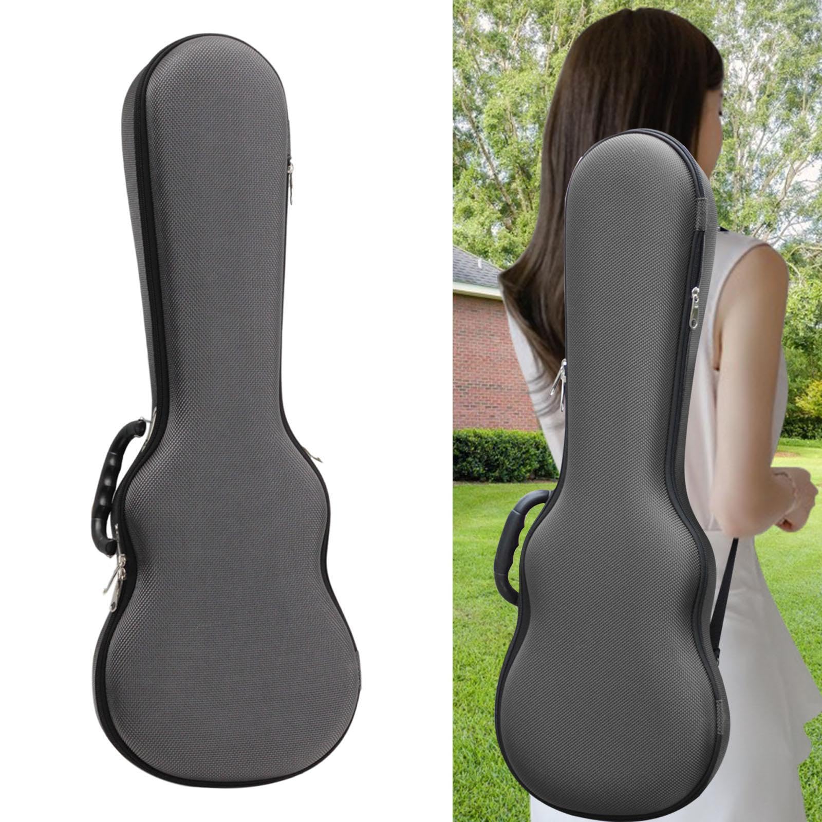Oshhni Étui rigide pour ukulélé, sac pour ukulélé Portable, étui pour ukulélé de 26 pouces, étui pour ukulélé ténor, sac à dos à bretelles réglables, gris