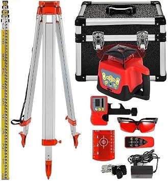 Rotary Laser Level Kit, Self-Leveling 500m Range Measuring Tool for Construction, Outdoor Use, Accurate Alignment and Leveling Equipment