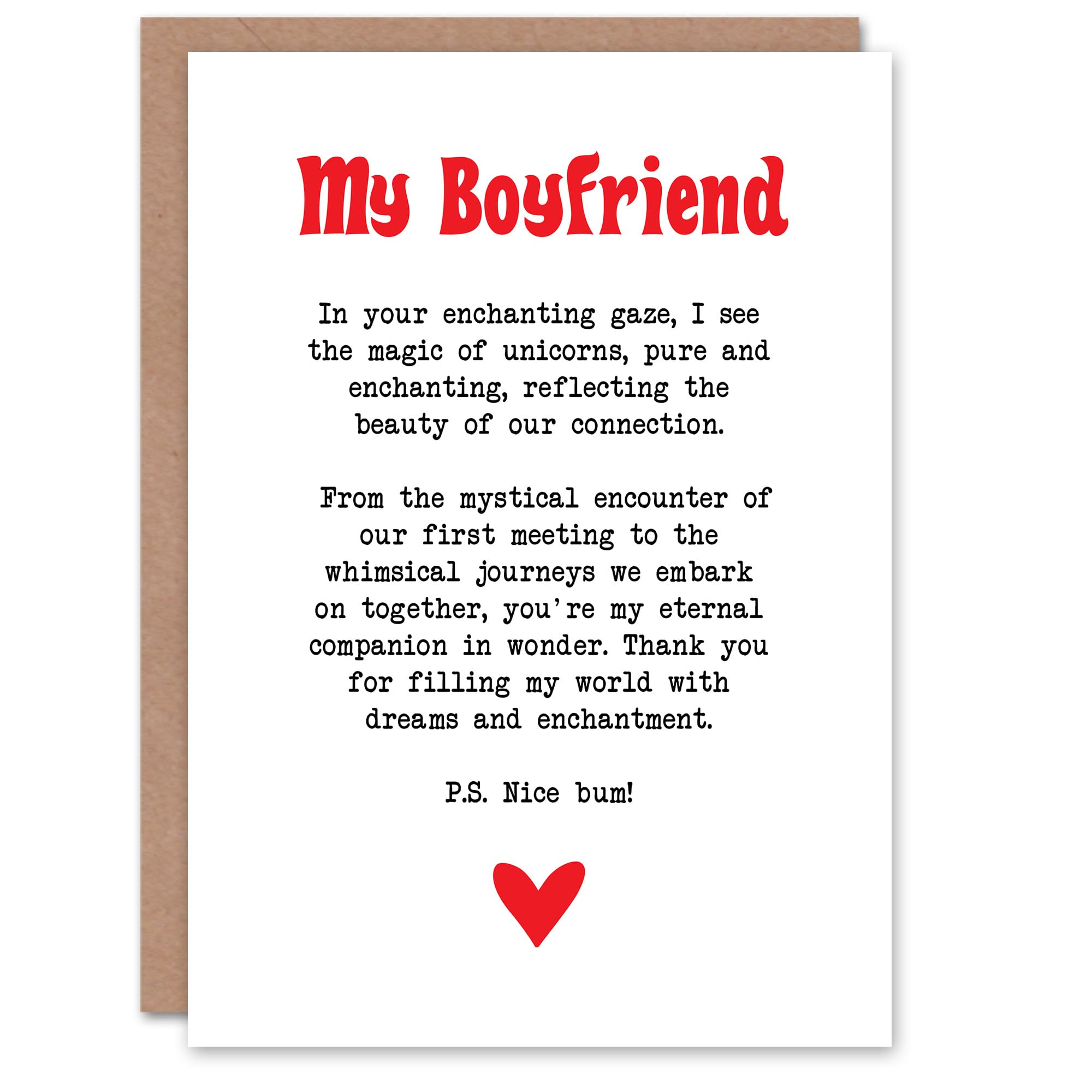 Artery8 Greeting Card Love Poem Unicorn Magic Boyfriend Romantic Poetry For Him Man Valentine's Day Card