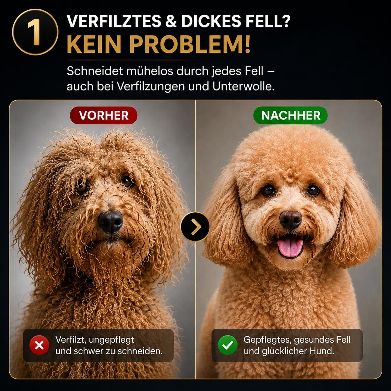 Hundeschermaschine Profi für Hunde & Katzen – FURLO Akkubella 7990 Tierhaarschneidemaschine für dichtes, lockiges & langes Fell – Leiser Hundetrimmer mit 8h Akku, Hybridbetrieb, Keramik Scherkopf