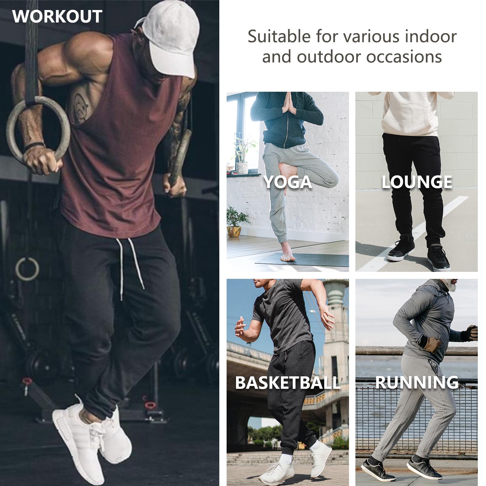 Amy Coulee Pantaloni sportivi da uomo in cotone con tasche