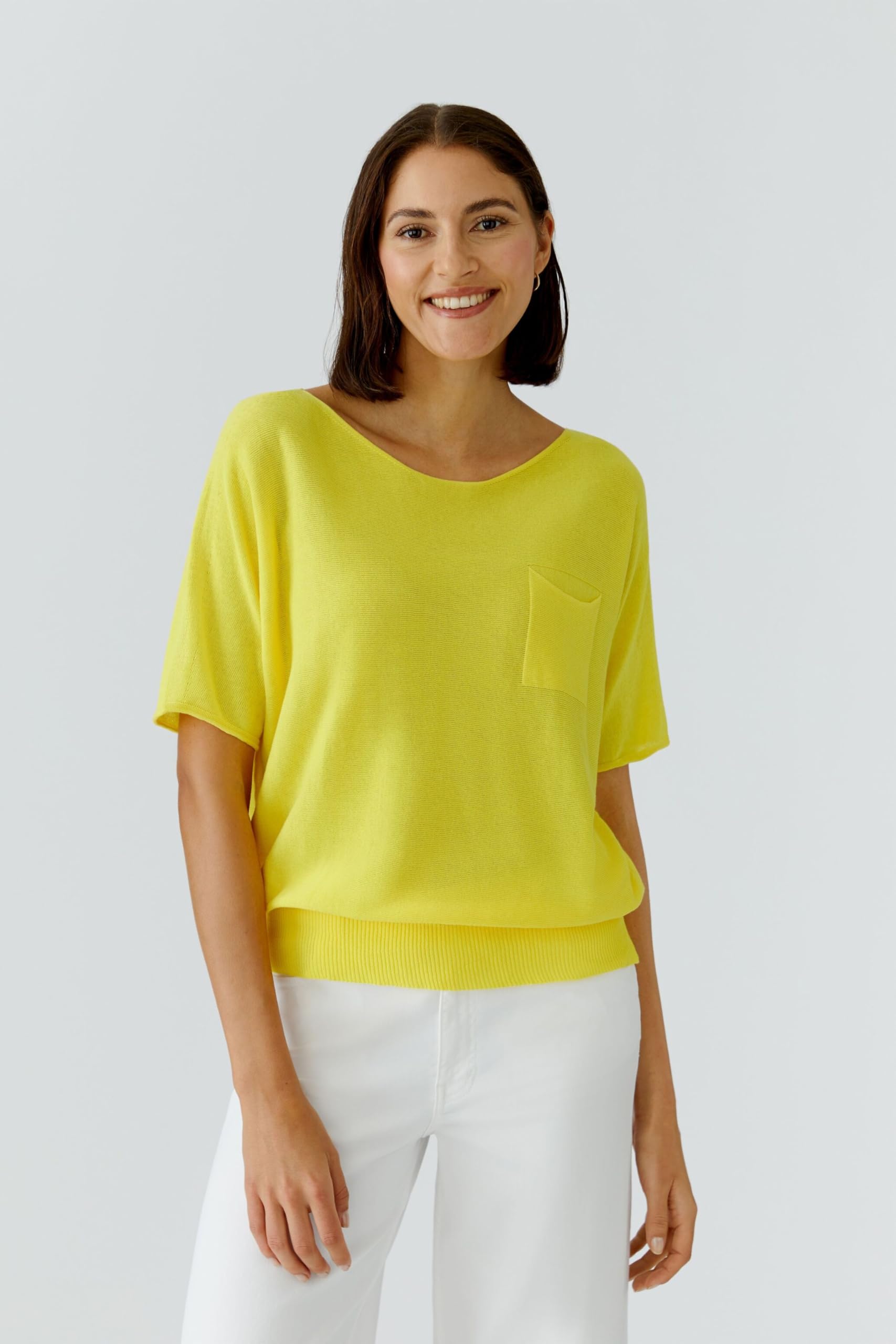 Oui Damen Pullover oversized geschnitten Uni