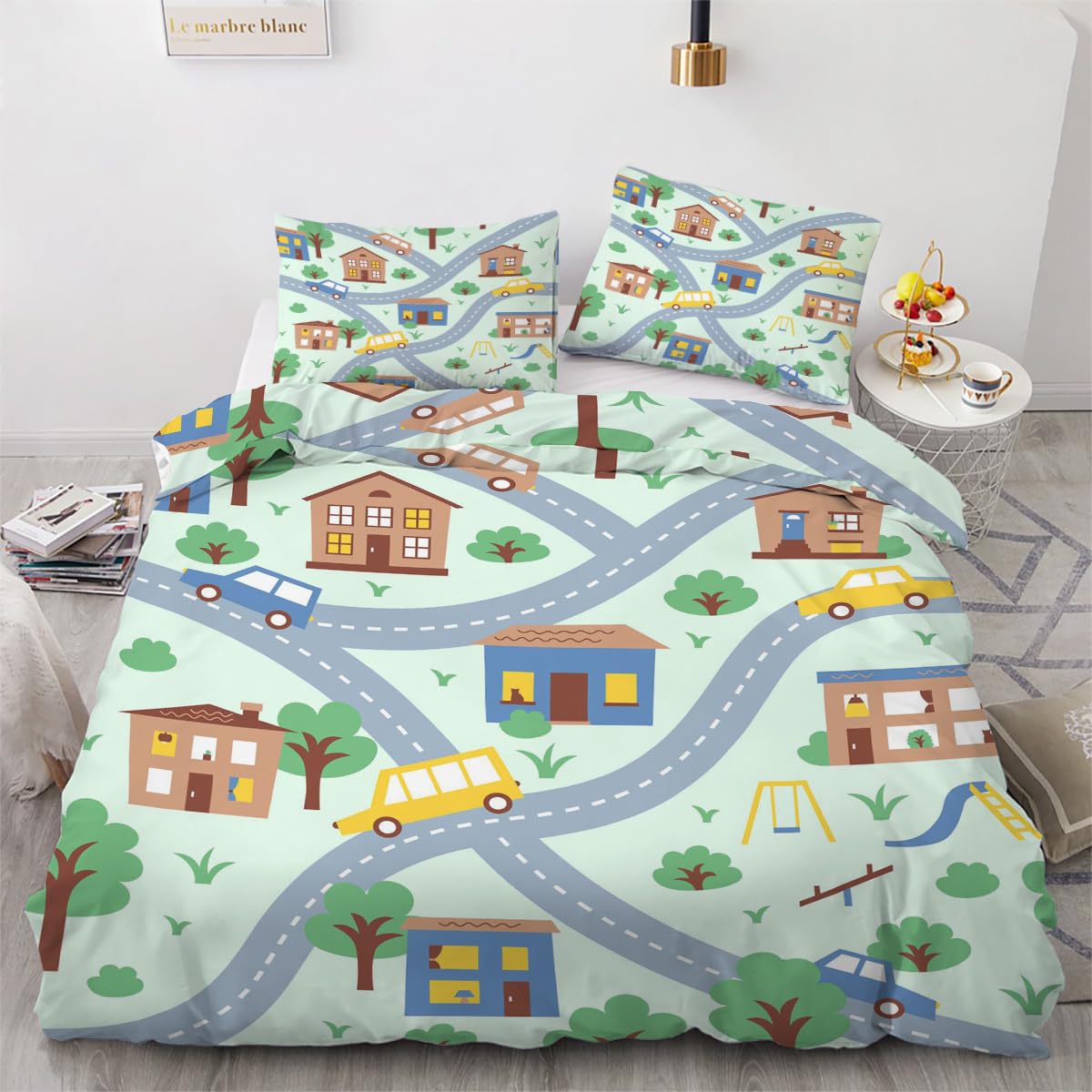 Parure de lit réversible 240x260 cm motif 3D cartoon en microfibre haute douceur