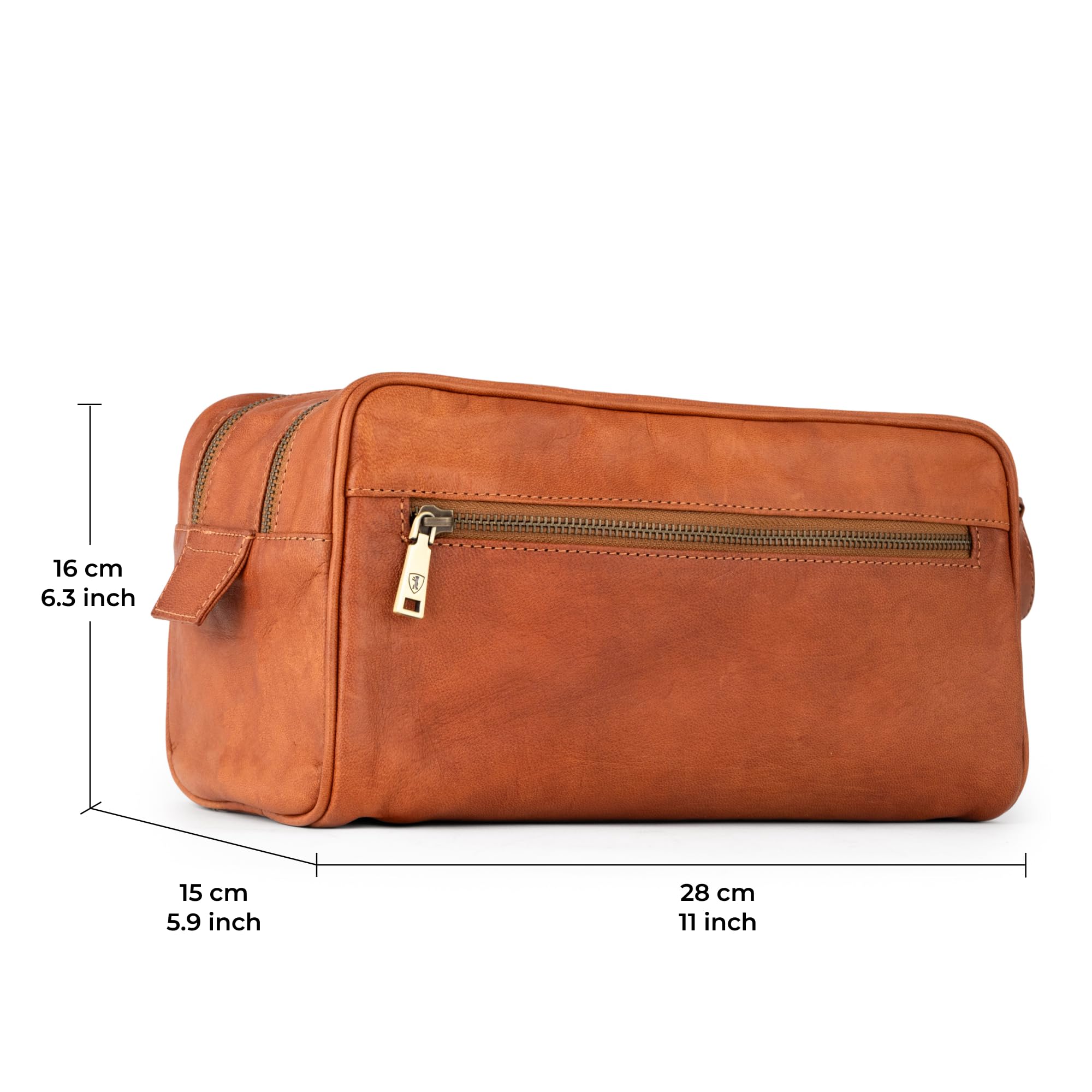Berliner Bags Tim XL Neceser de Piel Auténtica, Gran Bolso de Aseo con Cremallera YKK, Bolsillos Interior y Exterior, Forro de Algodón y Asa de Mano – Marrón