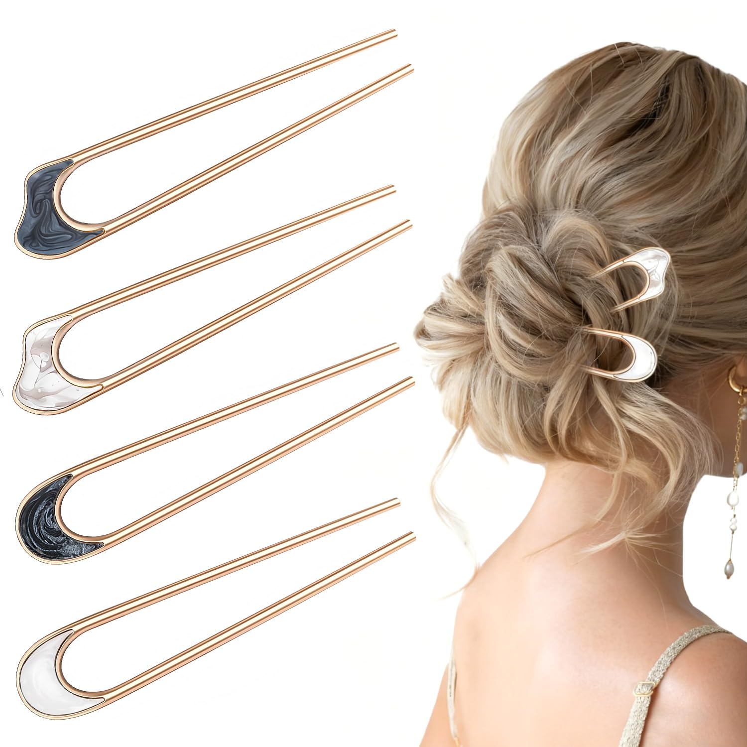 4PCS U Shaped Hair Forks - Vintage French Hair Pins