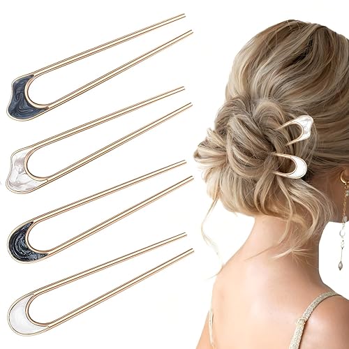 4PCS U Shaped Hair Fork,French Hair Pins for Women,Metal Vintage