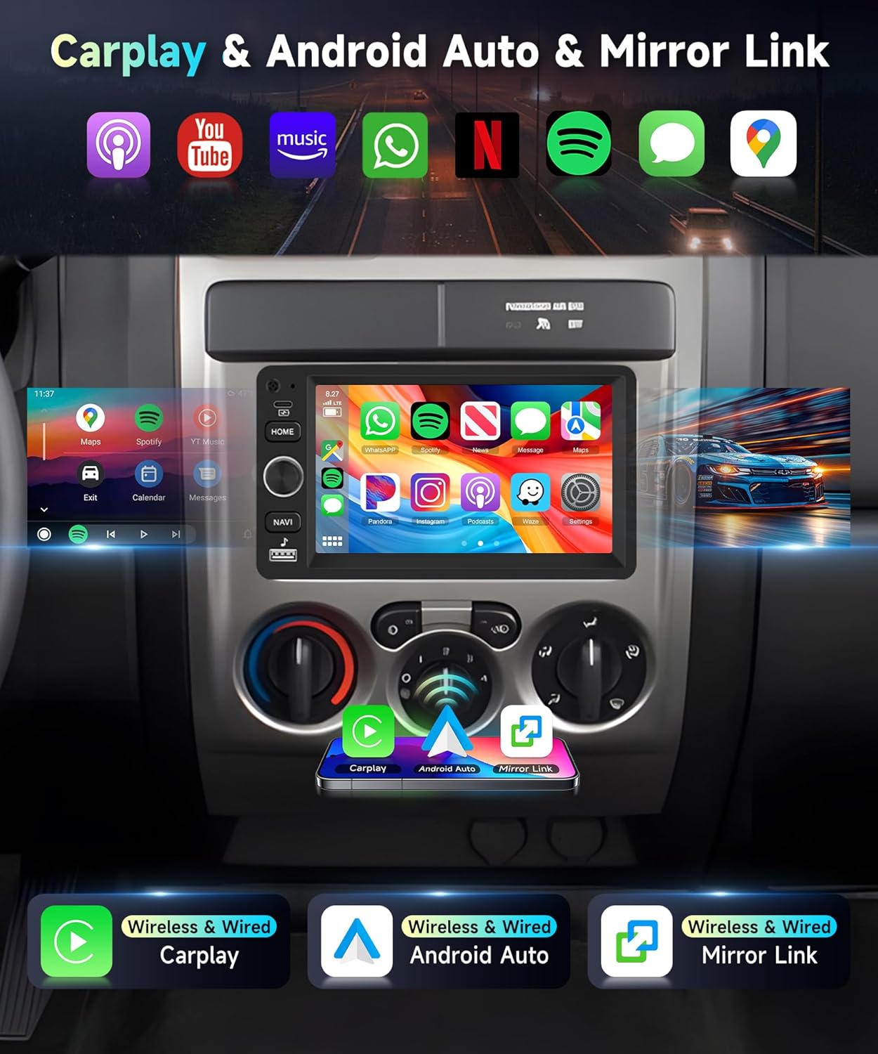 Car Radio Stereo(Support Bose System) for Chevy Silverado SSR Tahoe 2003-2006,GMC Siera Yukon 2003-2006,Hummer H2 2003-2007,Touchscreen/Wireless CarPlay/Android Auto/DSP/GPS/Backup Camera 2G+64G