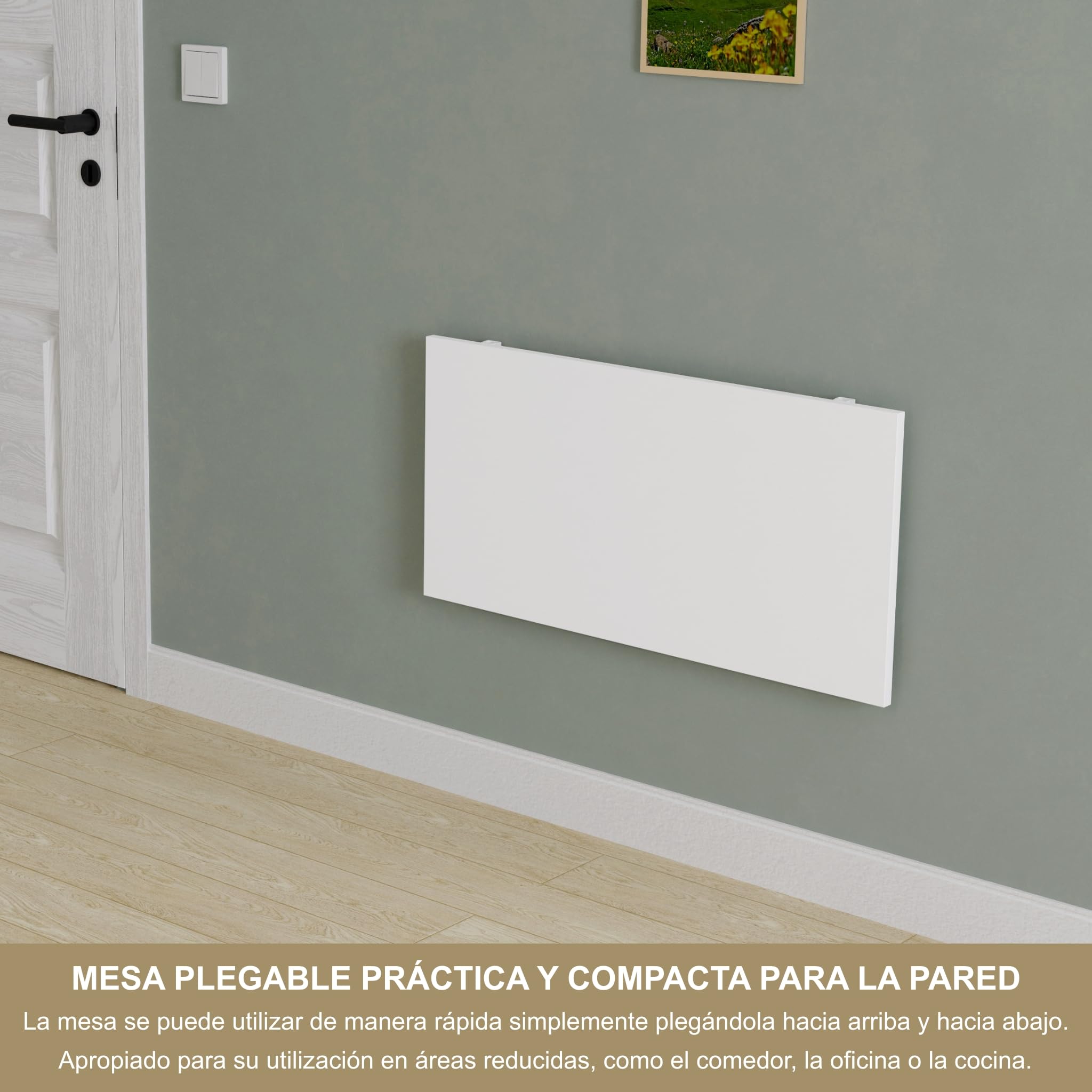 KDR Mesa Plegable de Pared 80 x 40 cm – Mesa abatible Multifuncional Ahorra Espacio, Escritorio Plegable o Mesa de Comedor para Cocina, Oficina o Estudio (Blanco)
