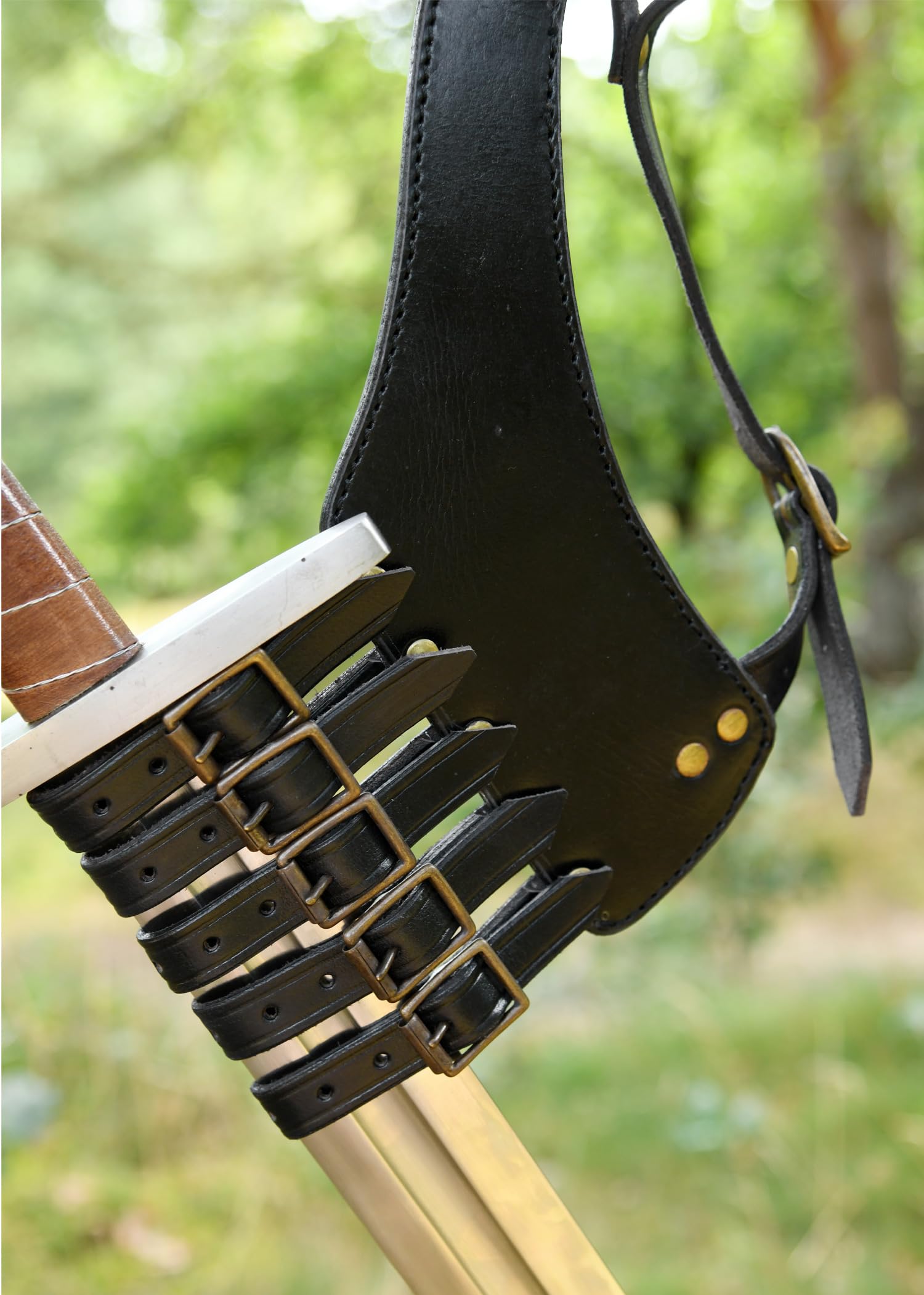 Cinturón con soporte para espada, cinturón de piel negra – Soporte para espada – Medieval