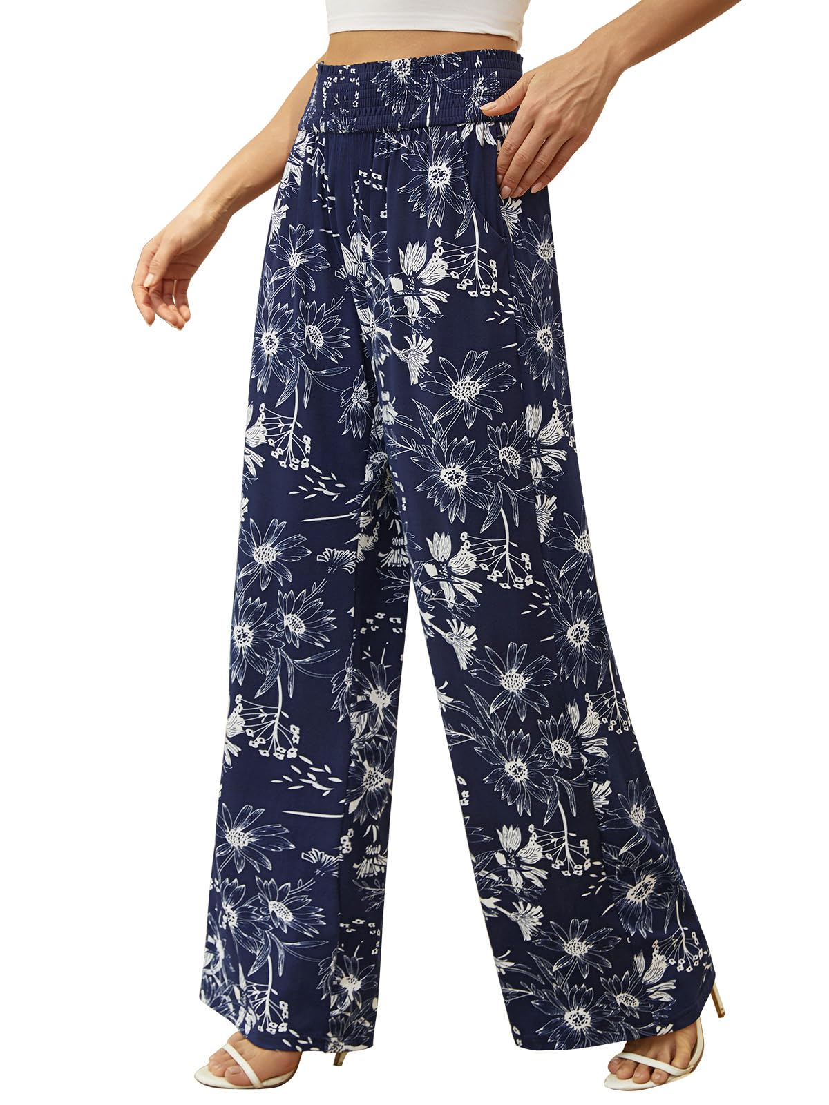 QIANXIZHAN Women's Boho Pants, Wide Leg High Waist Harem Pants Hippie Yoga Clothes with Pockets