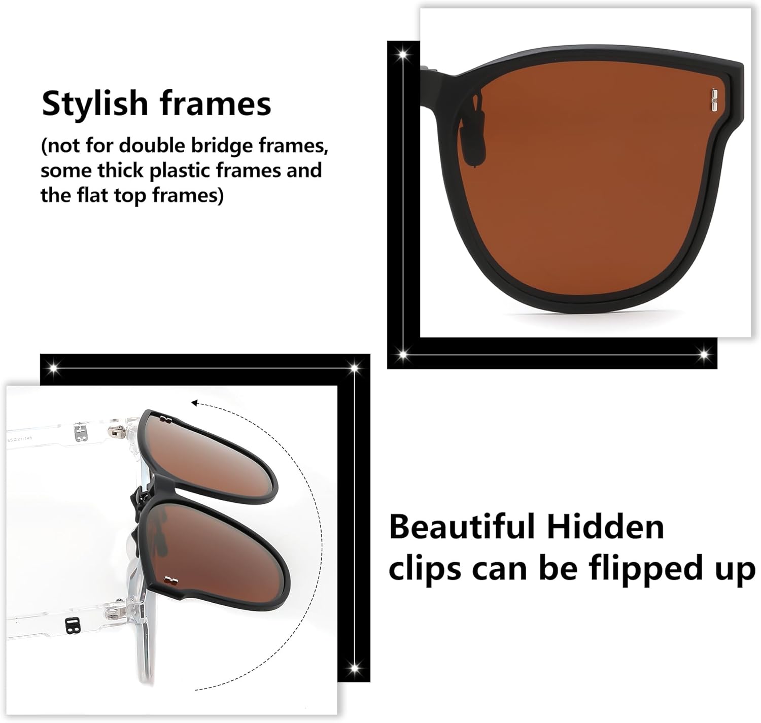 FEISEDY Polarized Clip On Sunglasses Over Prescription Glasses Men Women Fit Flip Up B4177 - Image 4