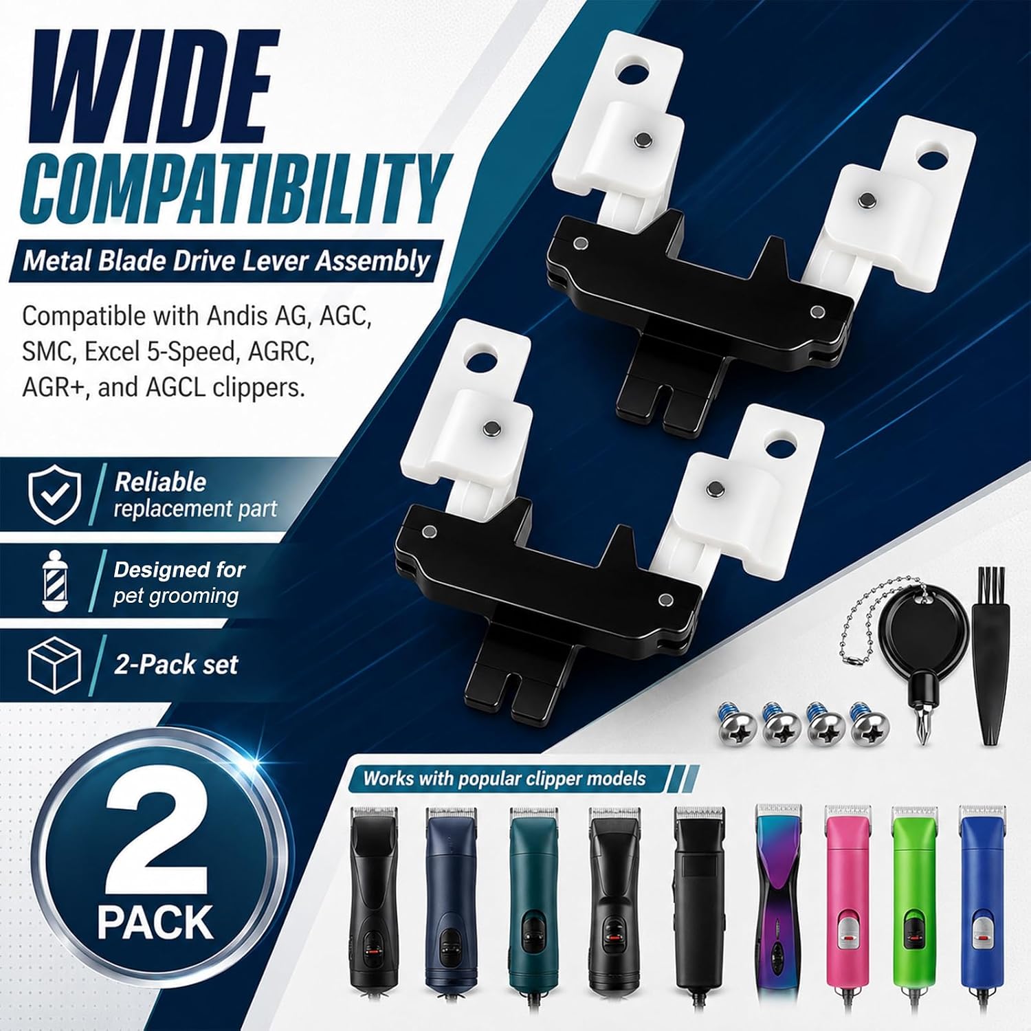 Metal Blade Drive Lever Assembly Compatible with Andis AG AGC SMC, 2 Pack
