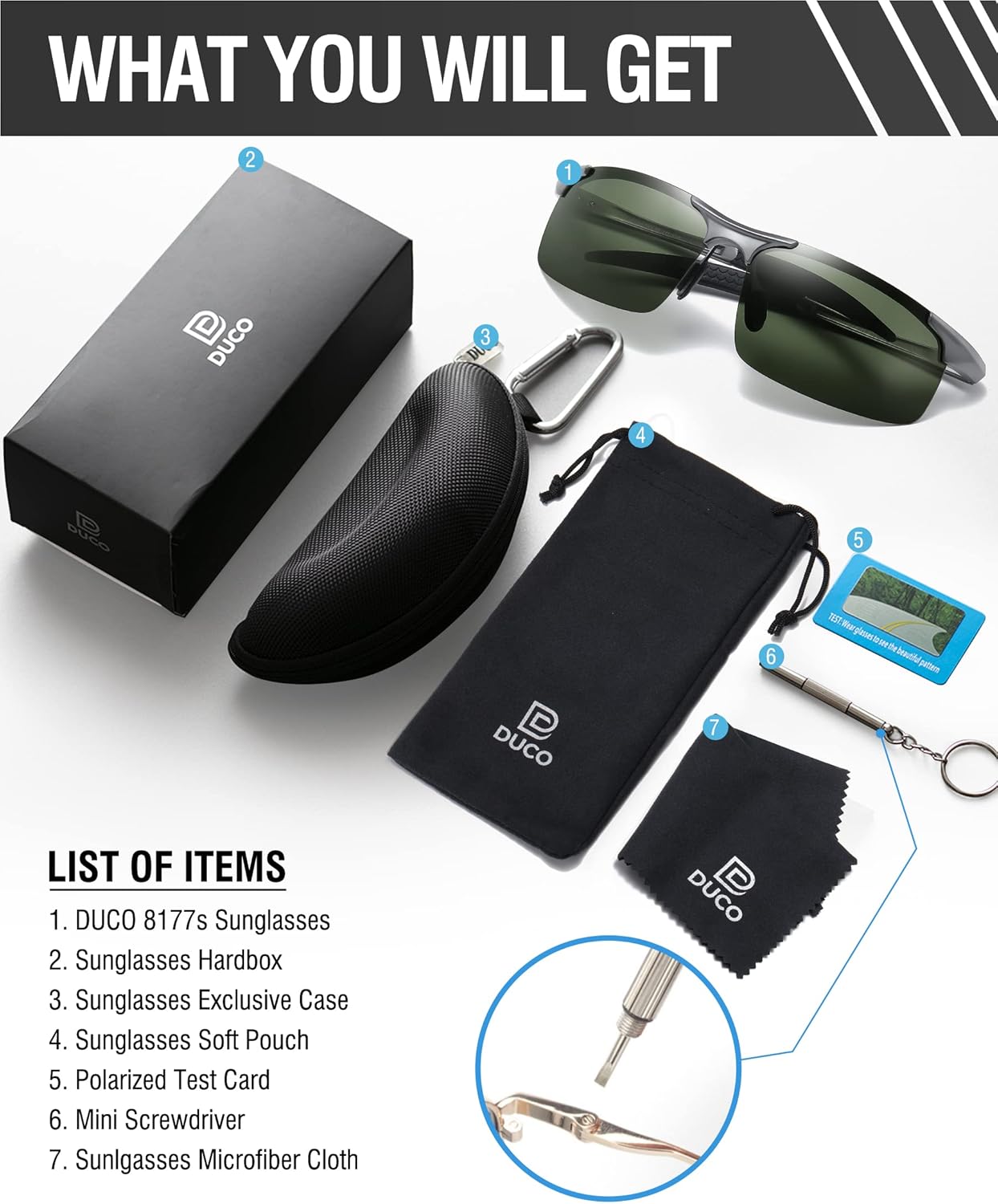 DUCO Mens Sports Polarized Sunglasses UV Protection Sunglasses for Men 8177s - Image 6