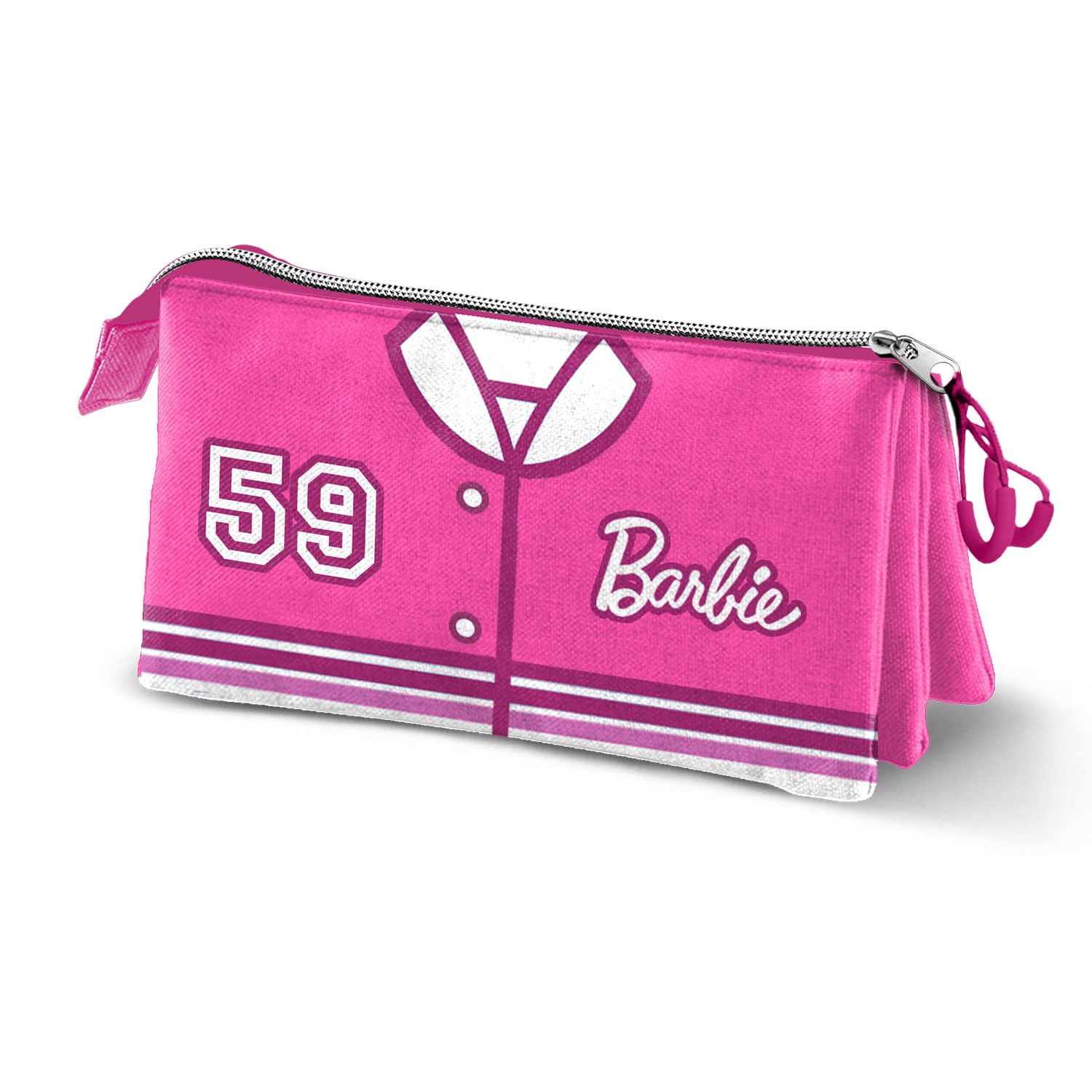 Karactermania Barbie Varsity-Triple Pencil Case, Pink, 23 x 11 cm