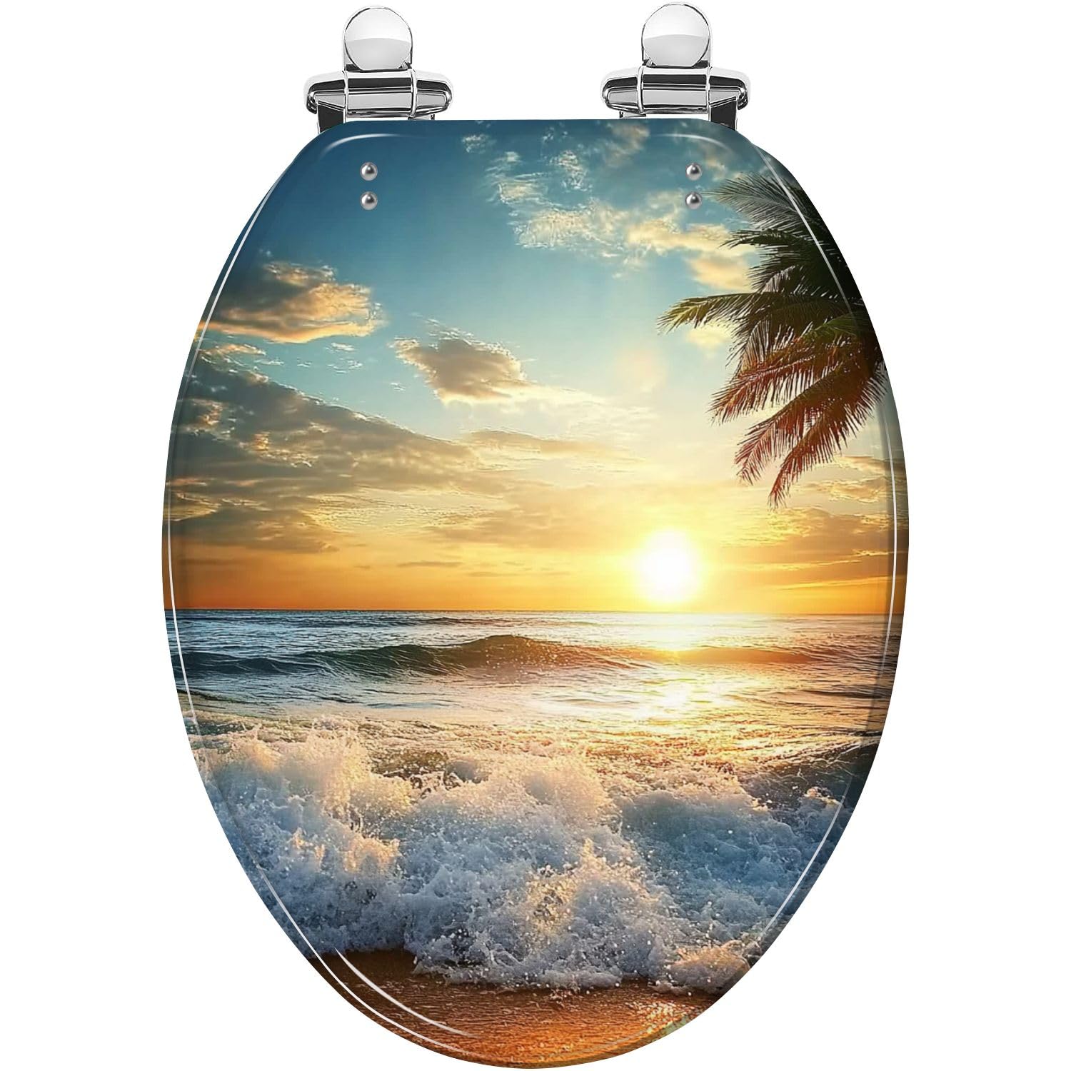 Tazyyzuu Multi7 Luxury Green Gold Marble Elongated Toilet Seat 3D Resin Slow Close Lid Quick-Release Hinges Easy Clean(,18.5X14.5)
