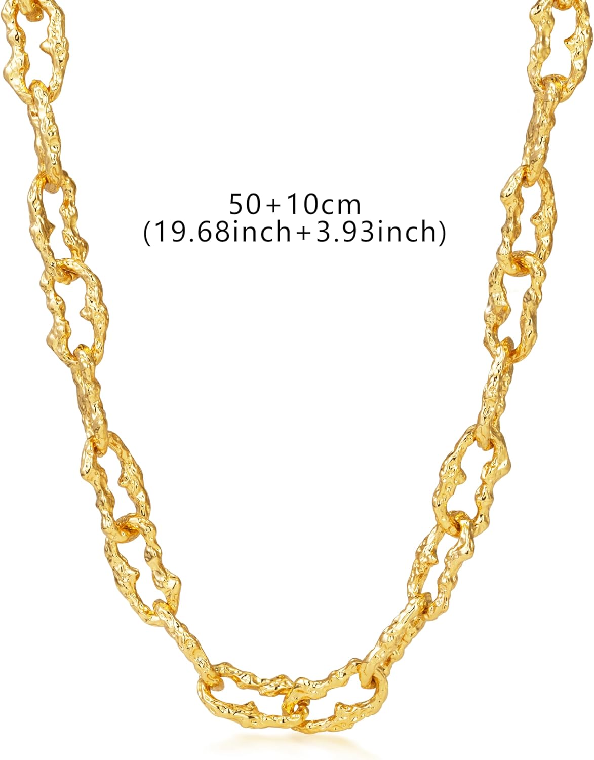 Chunky Gold Necklace 18k Real Gold Plated Chunky Chain Link Necklace for Women Long Statement Necklace for Women Adjustable Length 50+10CM - Image 6