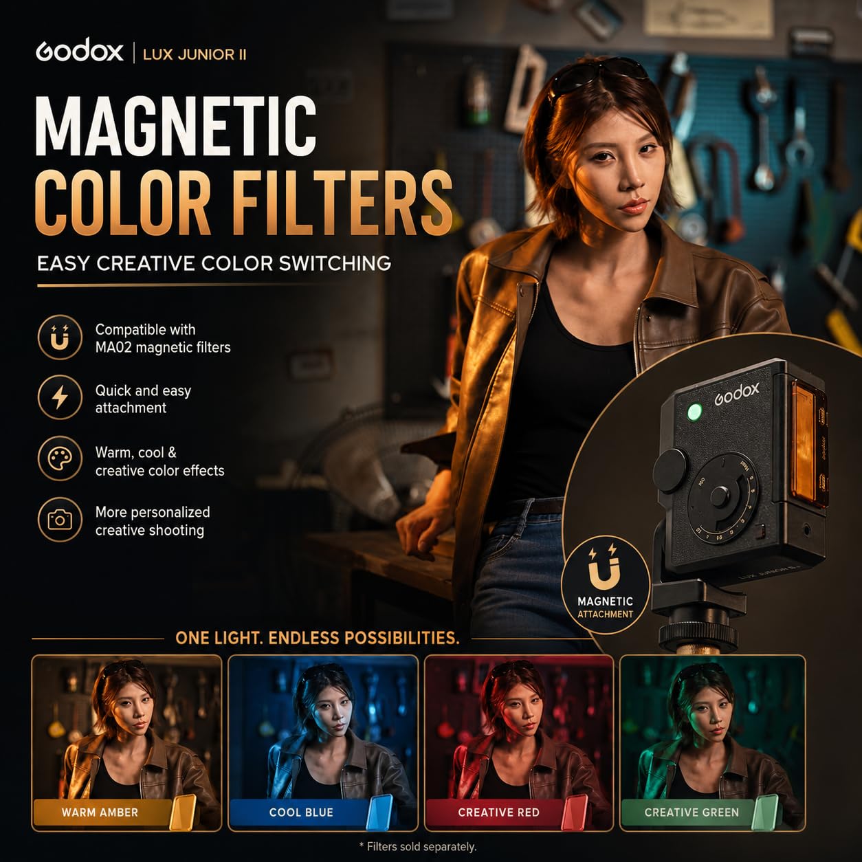 Godox Lux Junior II Retro Blitz TTL Blitzgerät für Fujifilm Canon Nikon