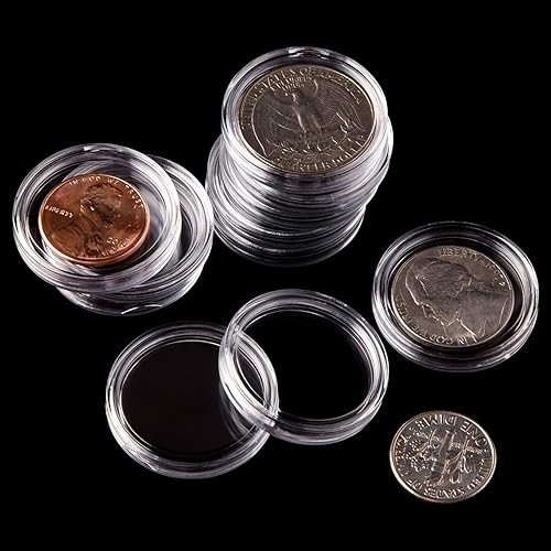 Miniatura 4 de Eeoyu 100 unidades de 0.984 in para monedas con caja organizadora de almacenamiento de plástico para suministros de colección de monedas,