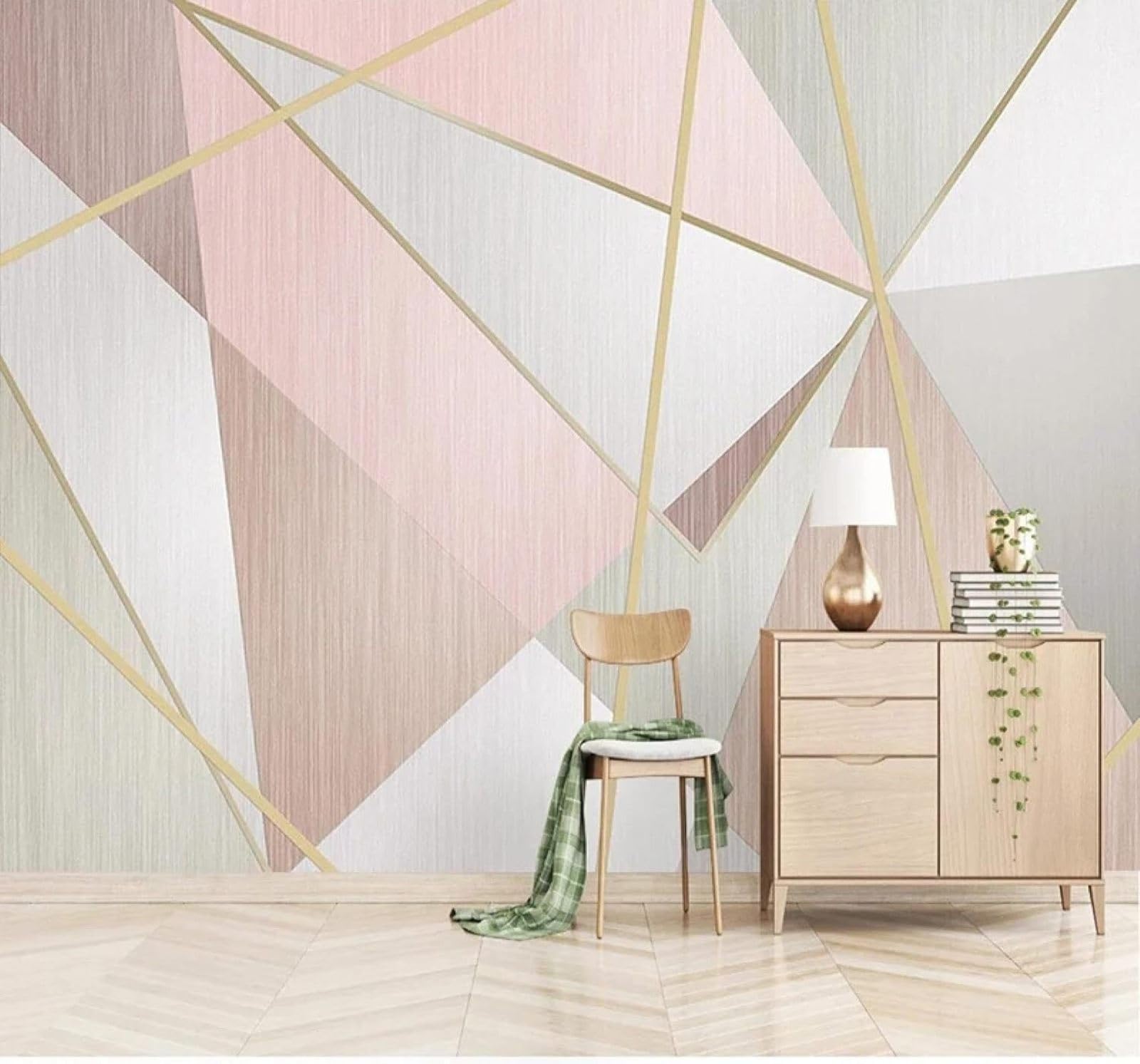 XLMING Abstract Creative Geometric Pink Triangle 3D Wallpaper Luxury Home Dining Decor Paste Sofa Living Room The Wall for Bedroom Mural-430cm×300cm