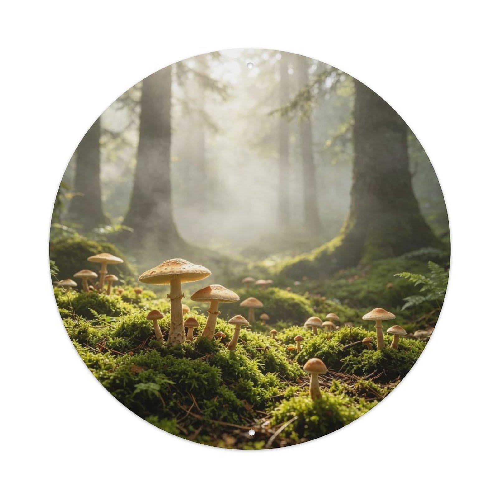 Wild Mushrooms On Mossy Forest Metal Tin Sign Plaque