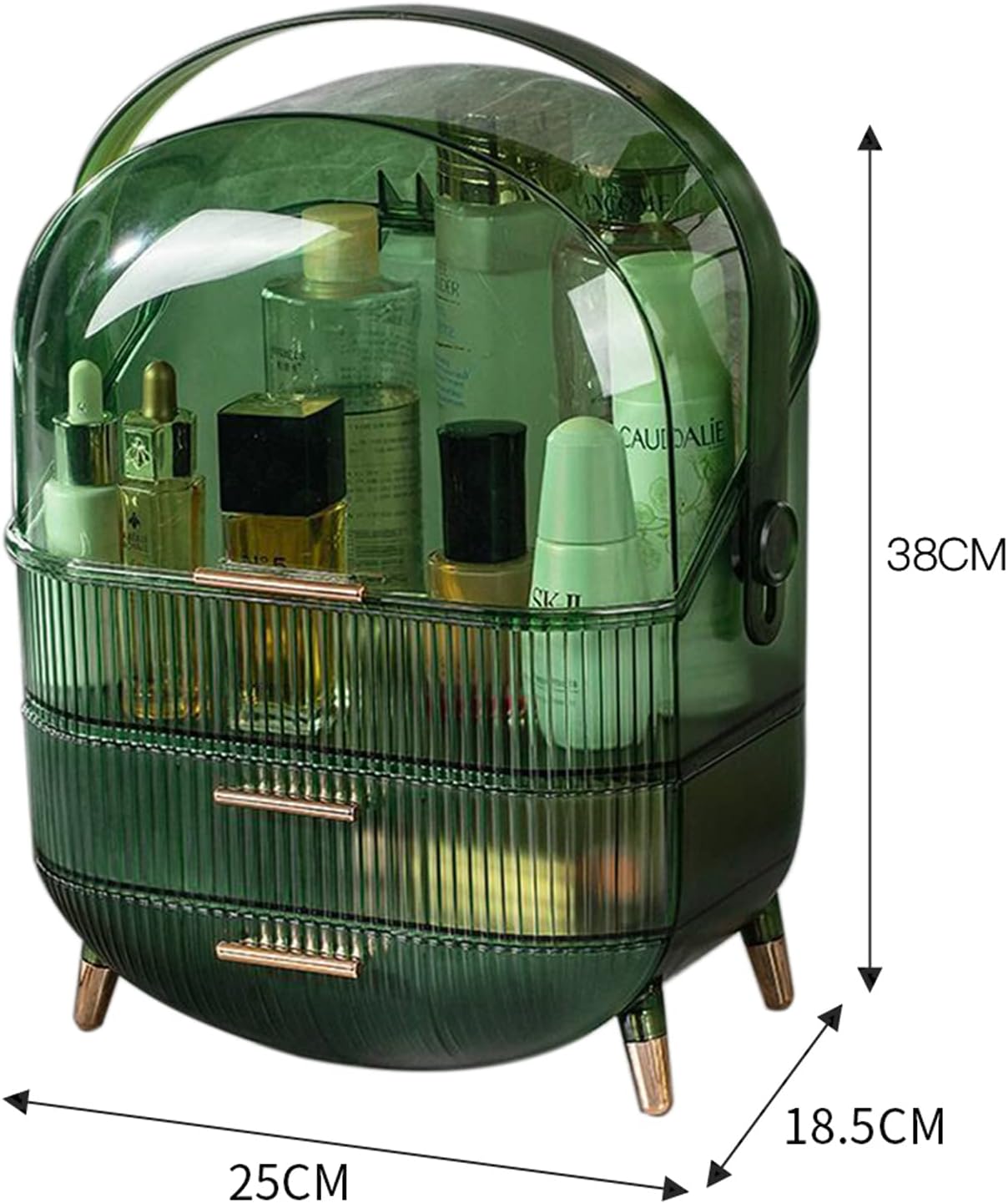 Multi-Function Make Up Case Dustproof Cosmetic Storage Box, Cosmetics Organizer Skin Care Products Jewelry Organizer Case Finishing Box for Bedroom Bathroom Desktop New Version (Transparent Green) 4 71LcpJarn4L. AC SL1500