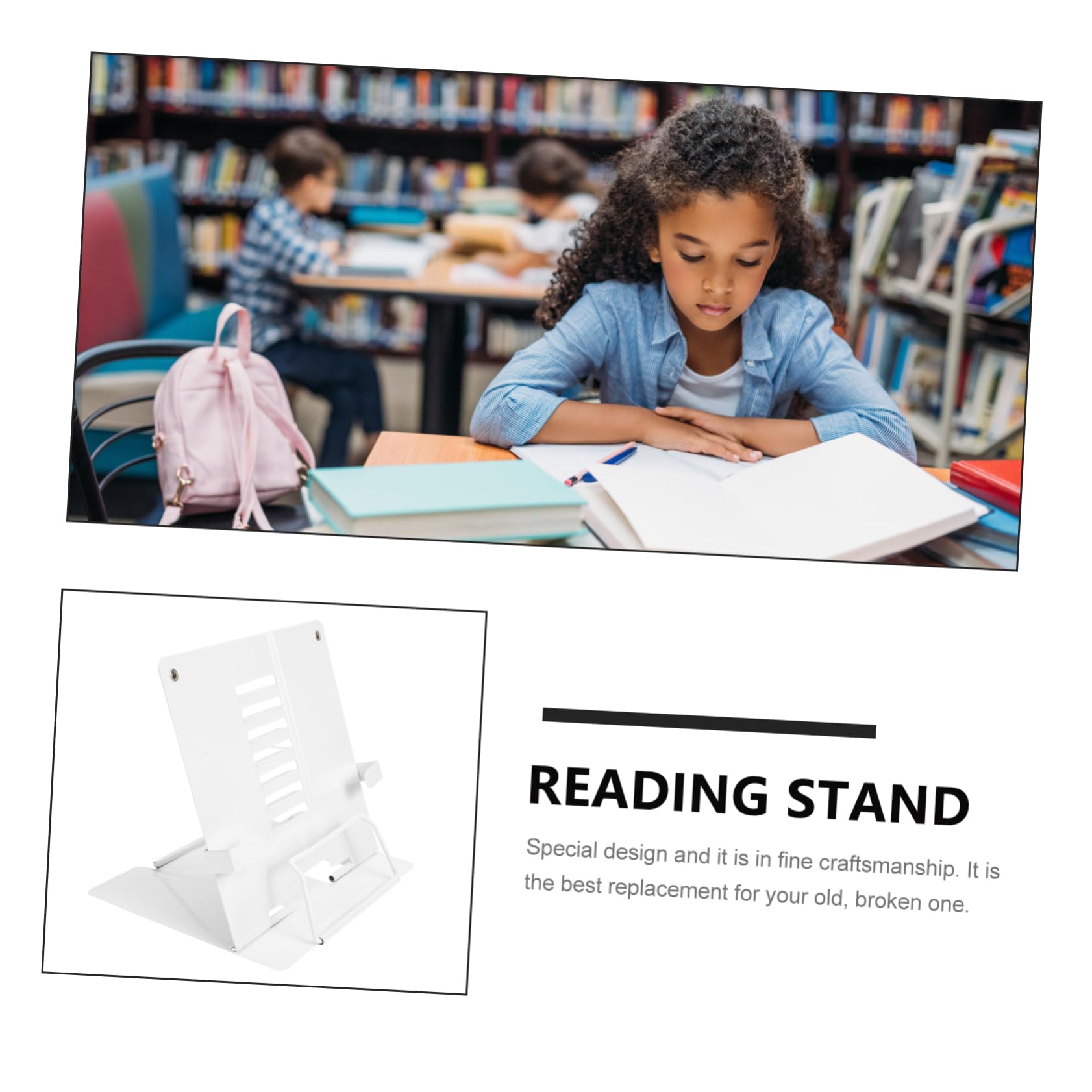 Pupitre de Lecture Réglable en Fer Blanc, Support Mains Multi-angle
