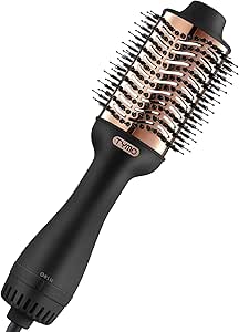 Tymo Hair Dryer Brush Blow Dryer Brush in One, 4-in-1 Ionic Hairdryer and Styler with Oval Titanium Barrel, Hot Air Straightener, Gold