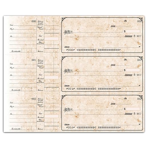ABC Compact Size Checks, 3-On-A-Page with Side-Tear Vouchers (Antique, 250)