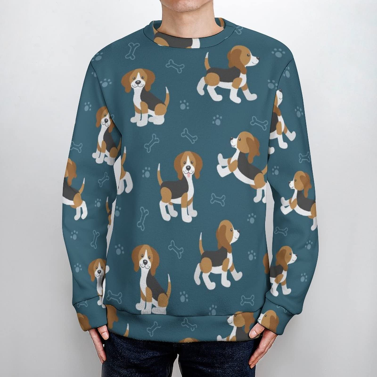 Amazon.co.jp: メンズ セーター かわいい ビーグル 犬柄 ニット T