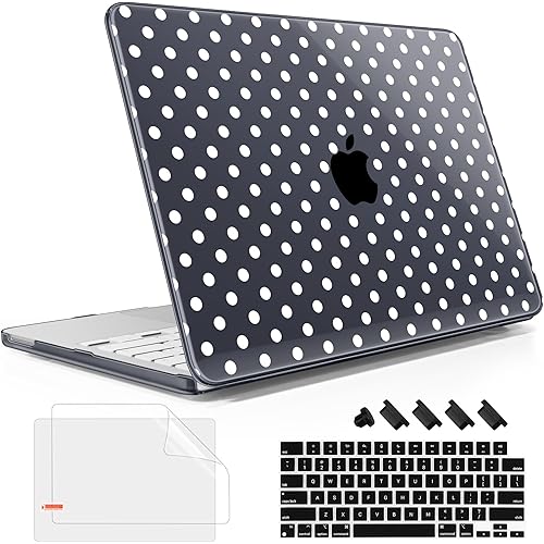 May Chen Compatible with MacBook Neo 13 inch Case 2026 Model A3404, Plastic Hard Shell,Keyboard Cover,Screen Protector,Dust Plug, for MacBook Neo 13" with A18 Pro Chip, Black Polka dot