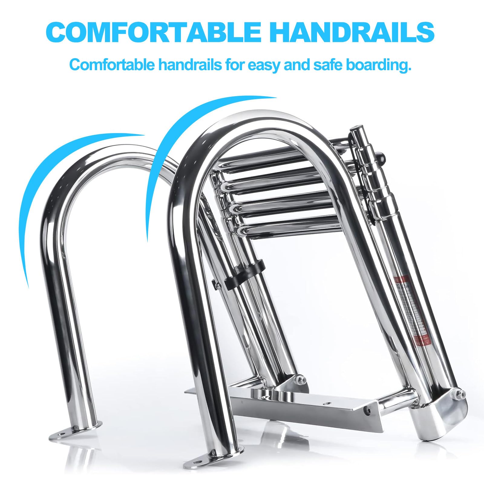 4 Gradini Scaletta Bagno Scaletta Barca Inox, Scalette Piscina Pieghevole con Corrimano E Ampia Pedaliera Ponte Galleggiante per Piscina/Piscina Barca, Ingresso Poppa Marina