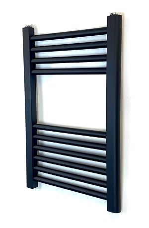 Toallero calefactor recto negro de 400 mm de ancho x 600 mm de alto, radiador de baño