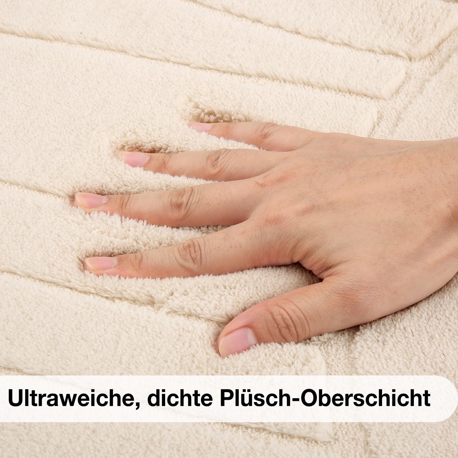 Treeboy Kurzflor Teppich Wohnzimmer, Teppich Groß 200 x 300 cm, 3D Halbkreismuster Carpet Beige Waschbarer Teppiche Schlafzimmer Flauschige Rugs, Teppiche Gegend Mit Rutschmatte