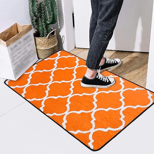 Miniatura 3 de Scceatti Tapete de cocina suave, color naranja, antideslizante, de terciopelo, para exteriores, para entrada, piso, diseño duradero, tapete de