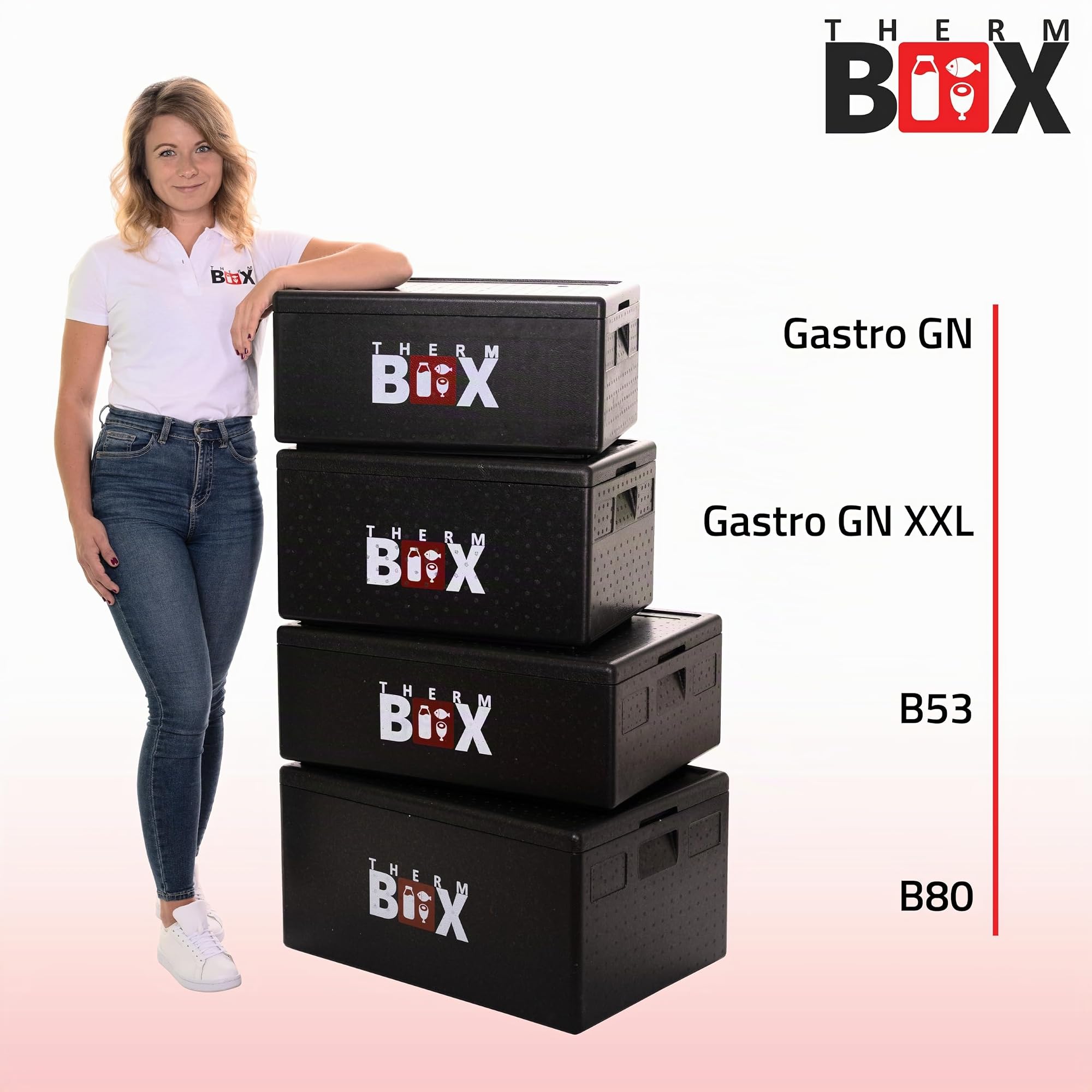 Therm Box Boîte en polystyrène Grande boîte isolée de 40 litres Thermobox Keep Warm Cooler Box Conteneur Thermique GN Intérieur : 53,9x34x21,9cm Réutilisable