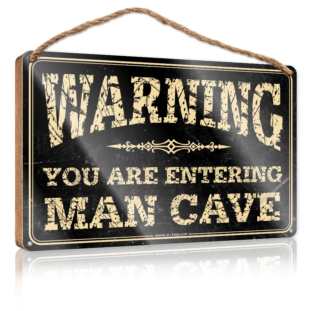 Dtha One Color Wood Pantry Signs For Kitchen Warning You Are Entering Man Cave Wooden Sign Front Door Decor Signs For Front Door(23X35cm)