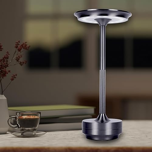 Miniatura 13 de Lámparas de mesa inalámbricas recargables, lámpara portátil que funciona con pilas, luz de mesa LED de atenuación continua de 3 colores con función