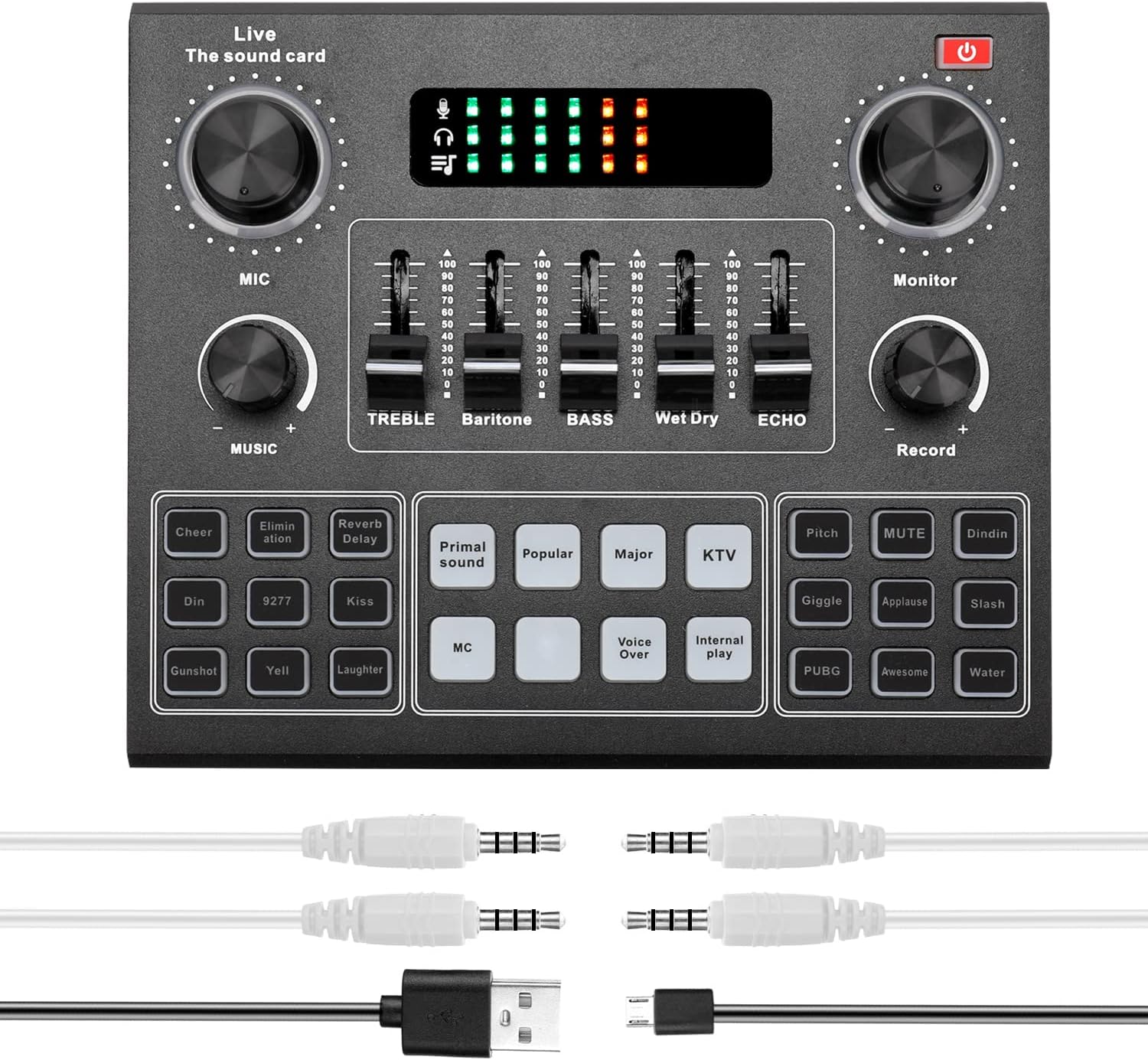 Joleritc V9 Audio USB Headset Microphone Webcast Live Sound Card 12 Electric Sounds Broadcast for Phone Computer