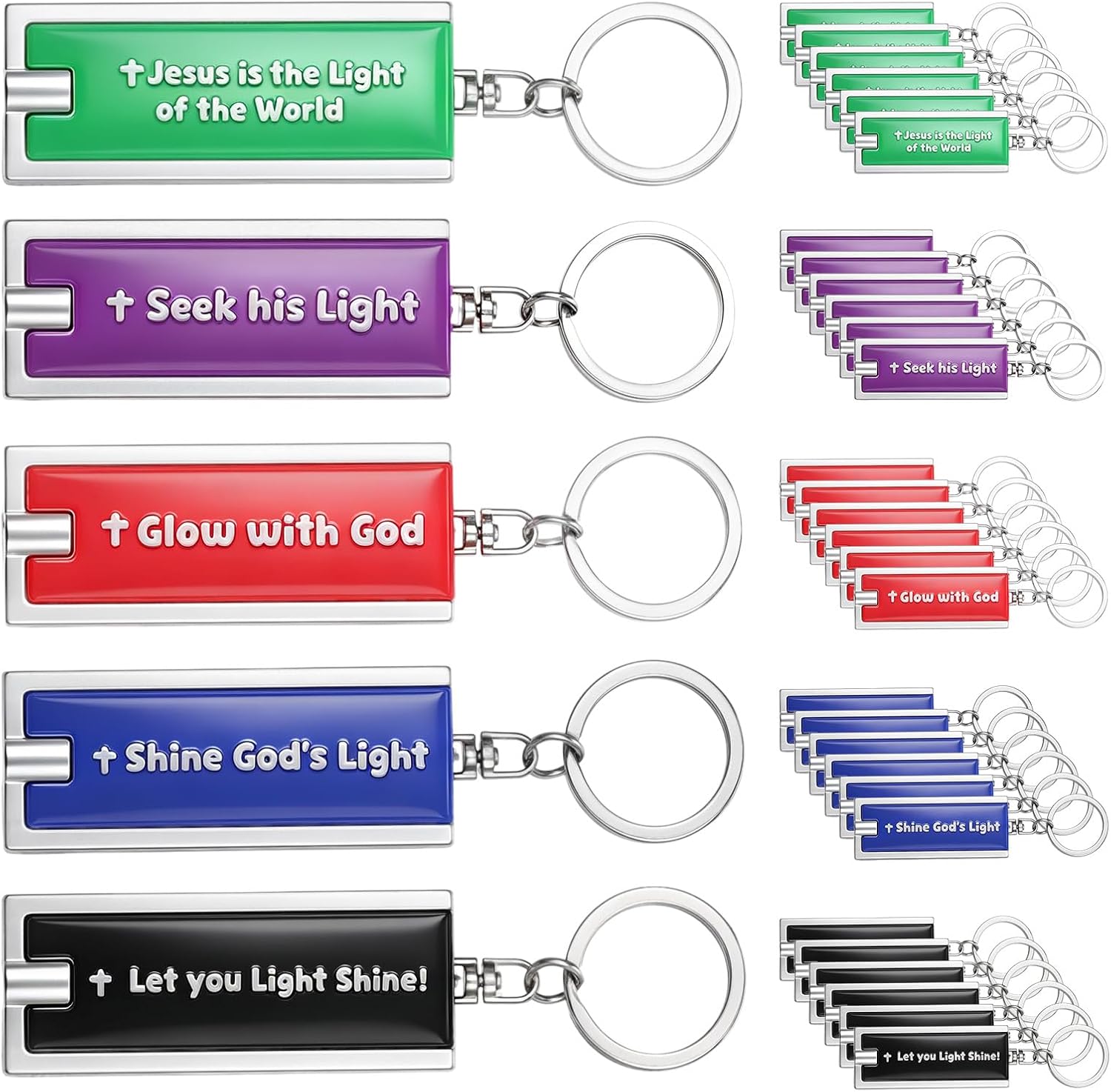 Copkim 30 Pcs Christian Flashlight Gift for Men Bulk Mini Keychain Flashlight with Bible Verse Father's Gifts Inspirational Keychains for Christian Men Church Supplies
