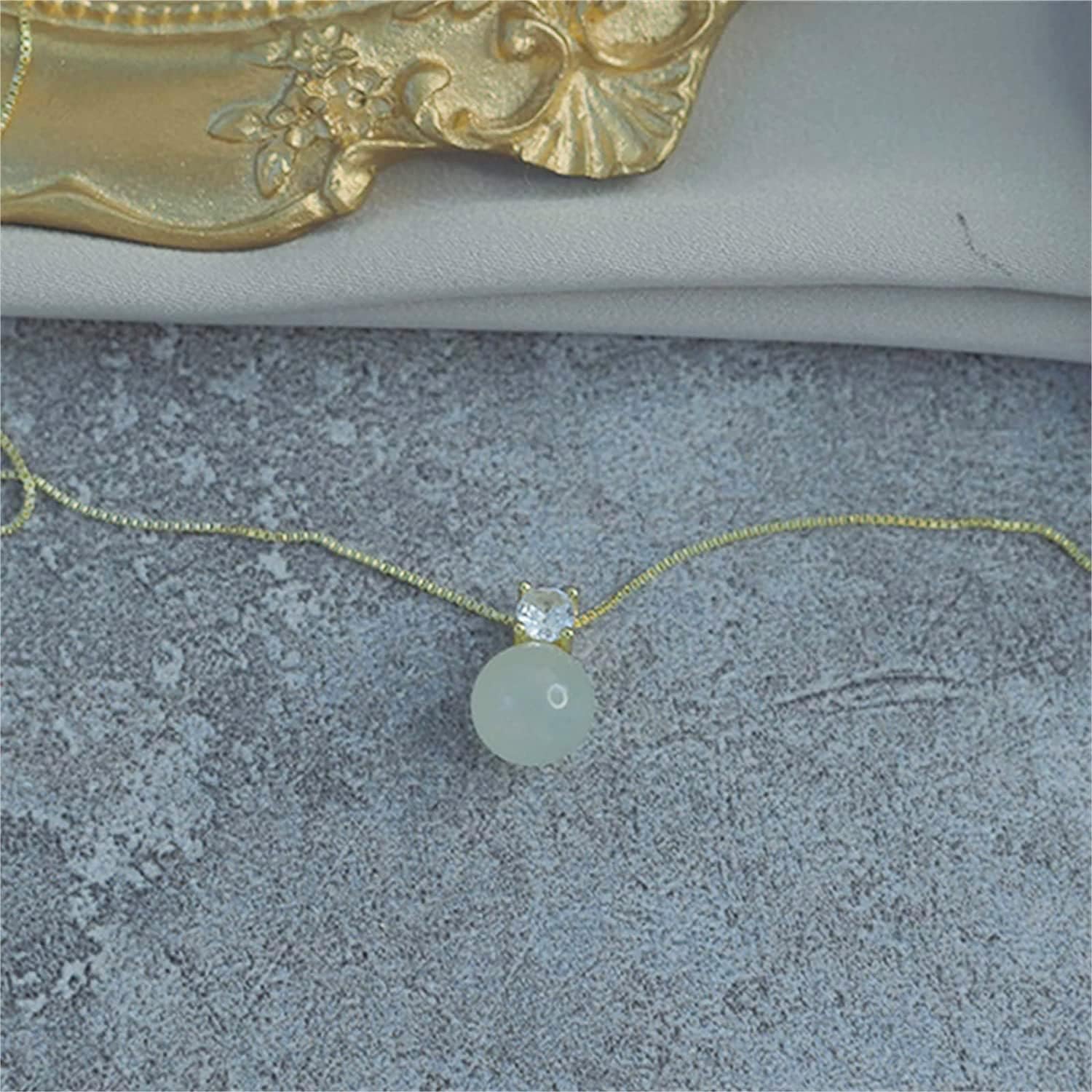 Natural Hetian Jade & Zircon Necklaces Earrings Ring for Women, Dainty Green Jade Charm Pendant Jewelry Gift for Mom Lover Her, Anniversary Gift Birthday Gift Christmas Gift - Image 5