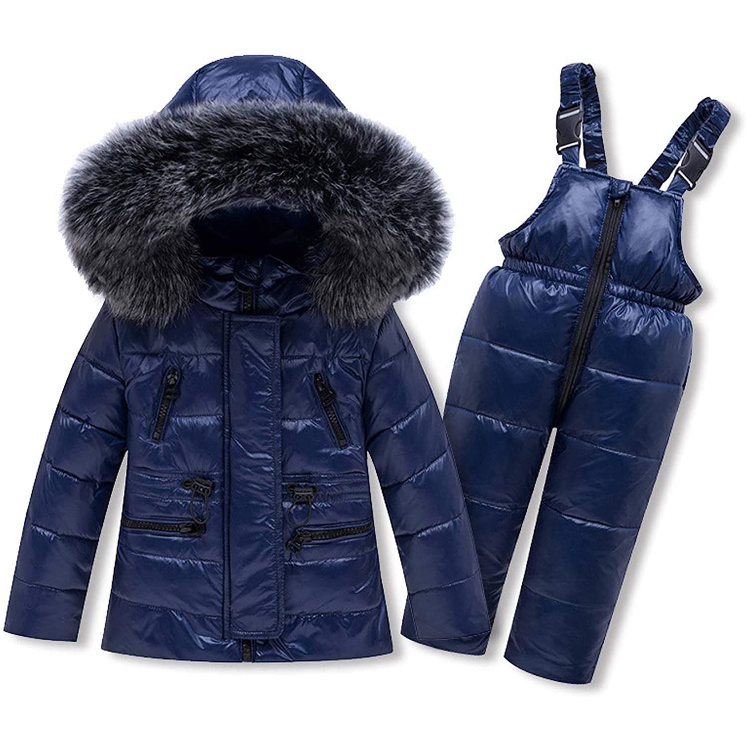 Winter 2PCS Baby Warm Down Jacket Coat Snowsuit Children Parka Boy Girl Set  Kids Clothes for Outdoor Activities, 120cm, blue